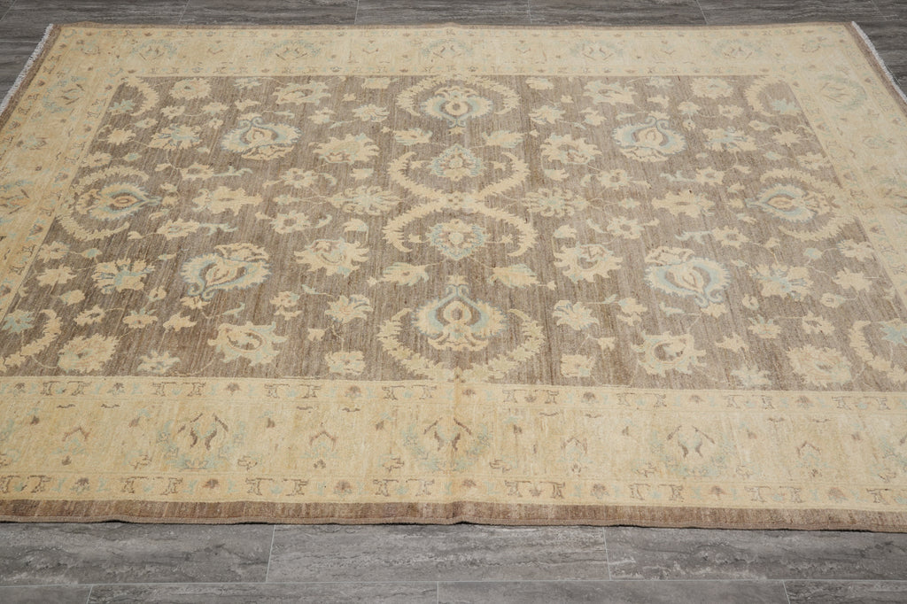 8.9 x 6 Gray Vegetable Dyed Ziglar Chobi Peshawar Rug 75504