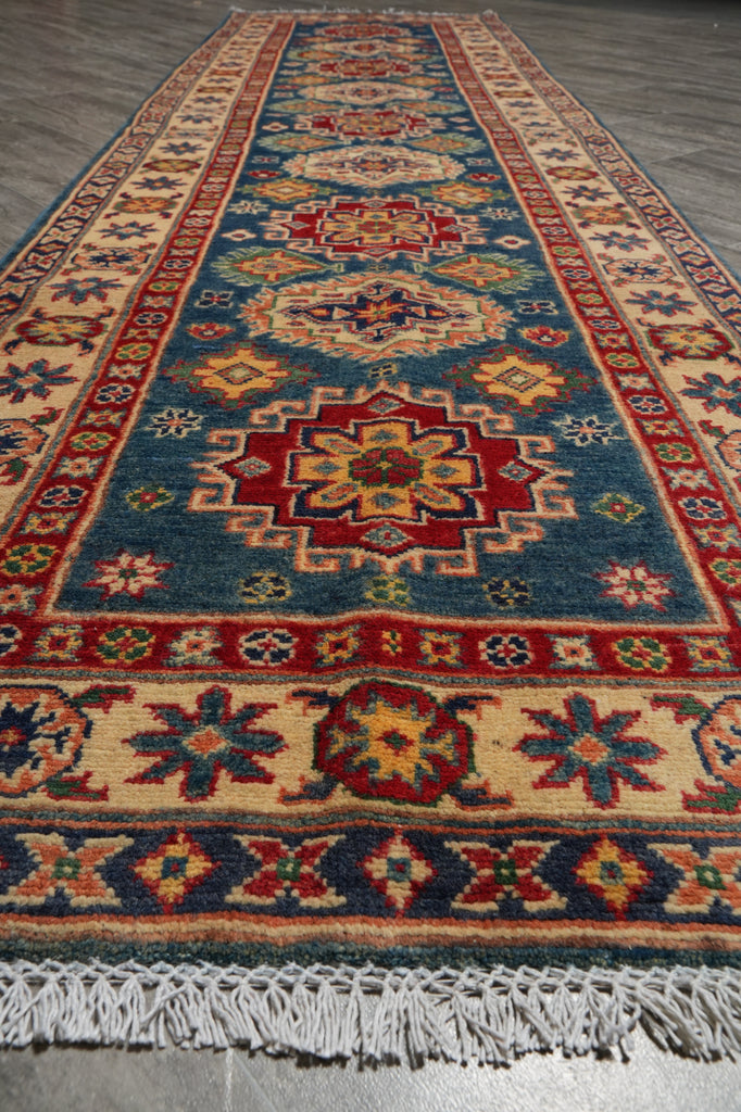 2.8 x 10' Feet Runner Handmade Afghanistan Lazak Wool Blue #F-3279