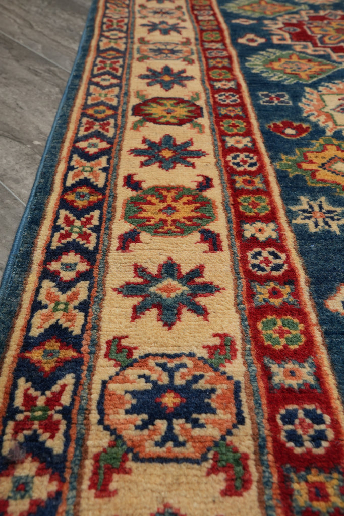 2.8 x 10' Feet Runner Handmade Afghanistan Lazak Wool Blue #F-3279