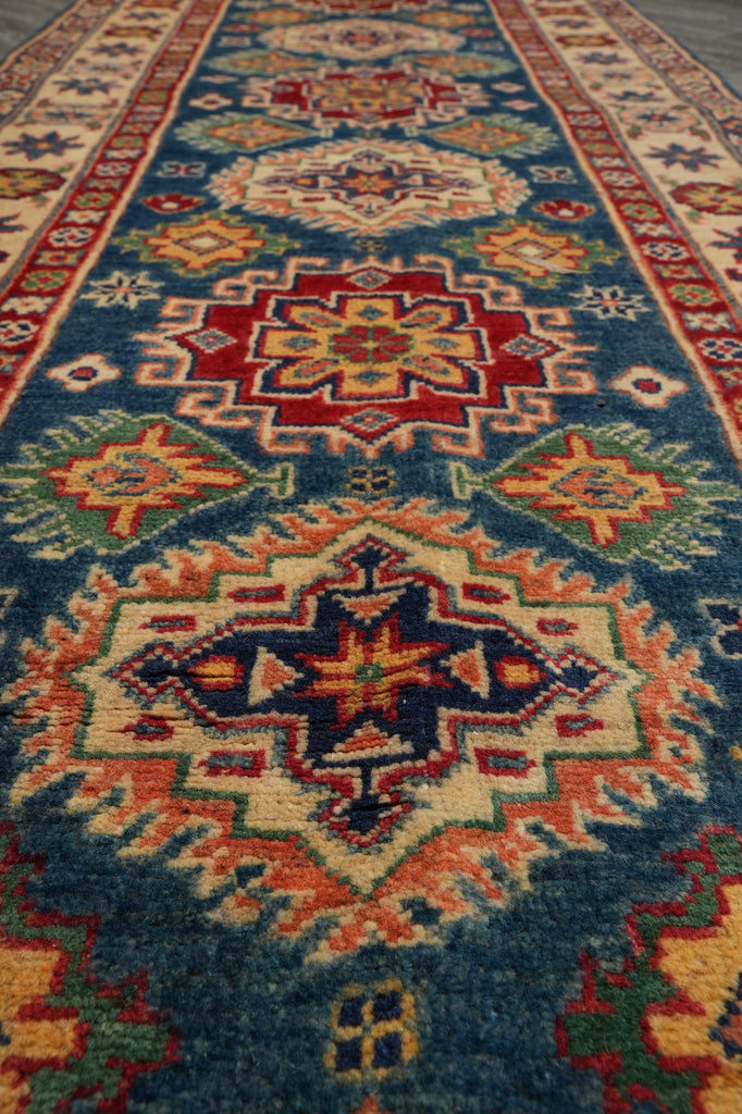 2.8 x 10' Feet Runner Handmade Afghanistan Lazak Wool Blue #F-3279