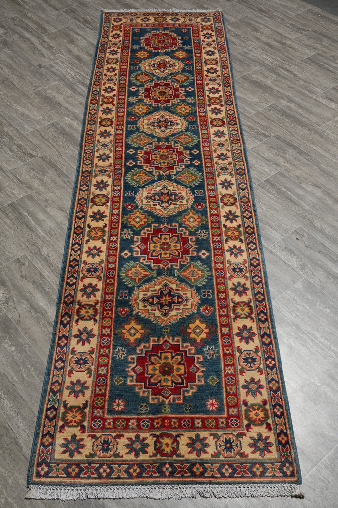 2.8 x 10' Feet Runner Handmade Afghanistan Lazak Wool Blue #F-3279