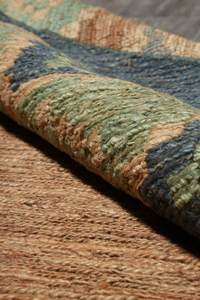 8 x 10 Oval Handmade Sisal Green Rug Imported India #F-3292