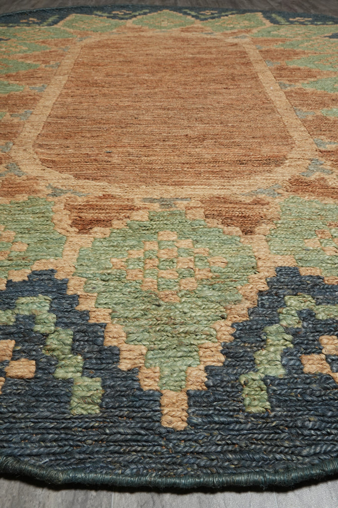 8 x 10 Oval Handmade Sisal Green Rug Imported India #F-3292