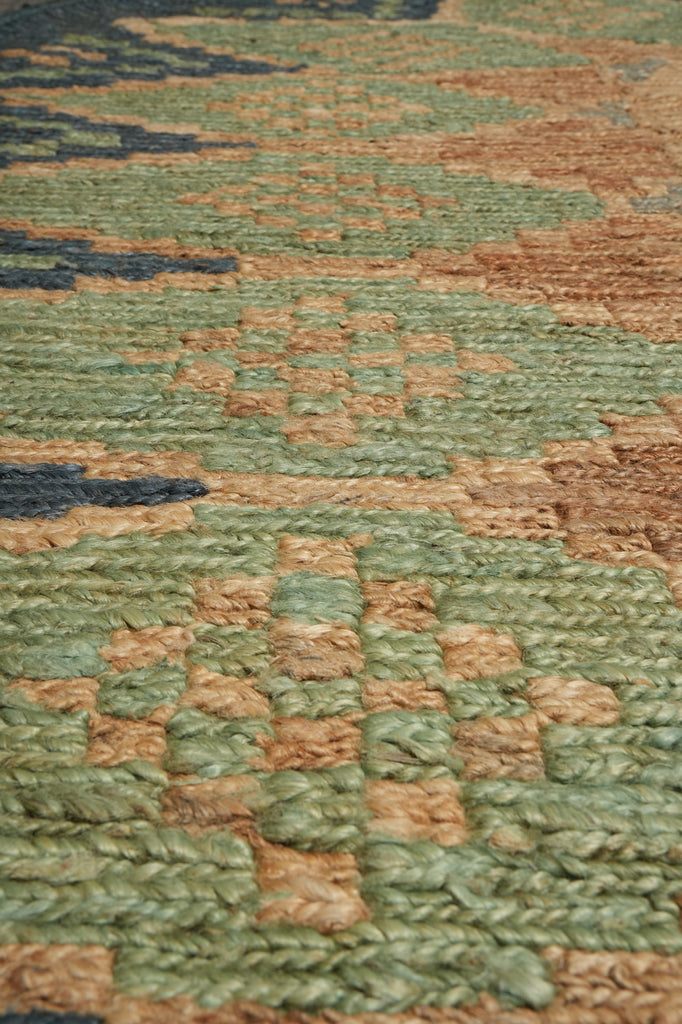 8 x 10 Oval Handmade Sisal Green Rug Imported India #F-3292