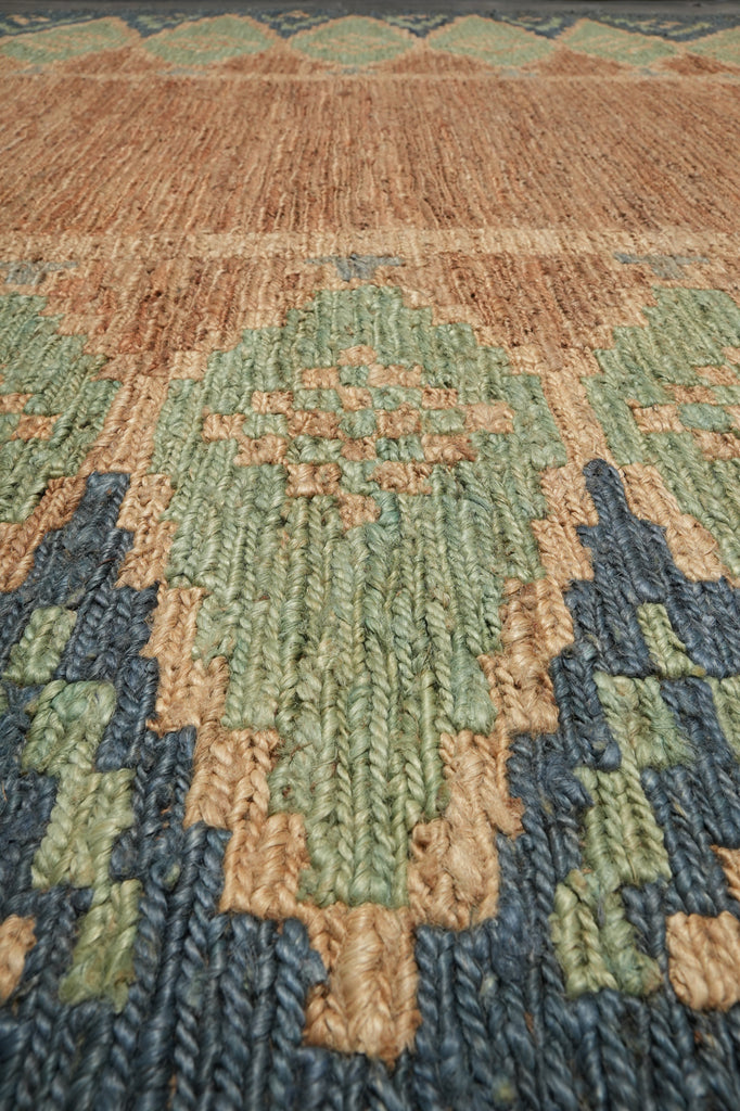 8 x 10 Oval Handmade Sisal Green Rug Imported India #F-3292