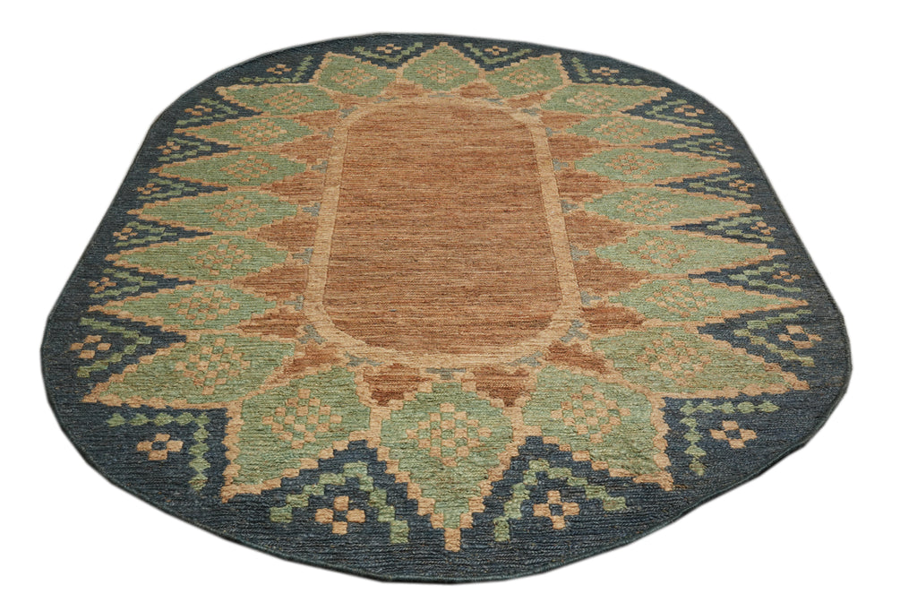 8 x 10 Oval Handmade Sisal Green Rug Imported India #F-3292