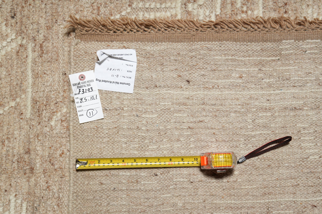 8.5 x 10 Handmade Contemporary Rug Natural Beige Color #F-3293