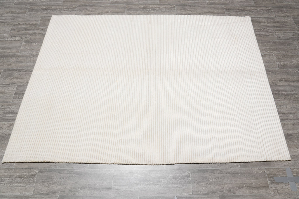 5.9 X 7.8 Ivory White Handmade Contemporary Rug #PIX-19969