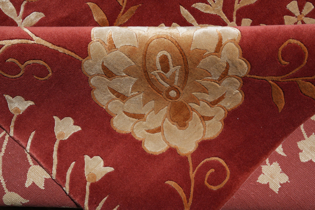 9 x 12 Wool and Silk Quality Modern Handmade Rug #F-4092