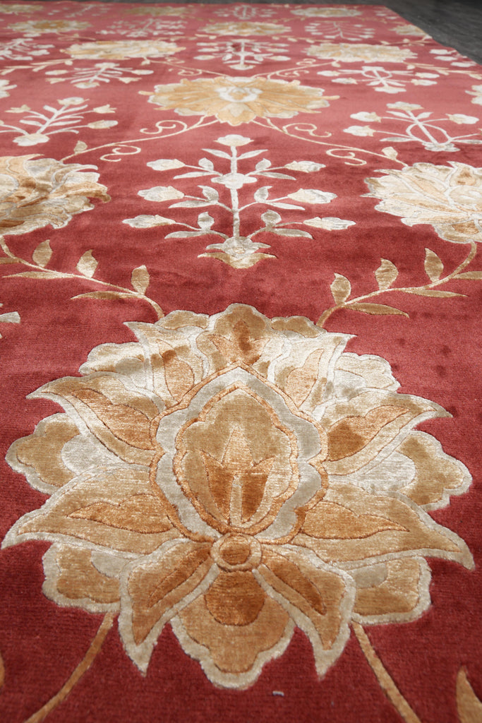 9 x 12 Wool and Silk Quality Modern Handmade Rug #F-4092