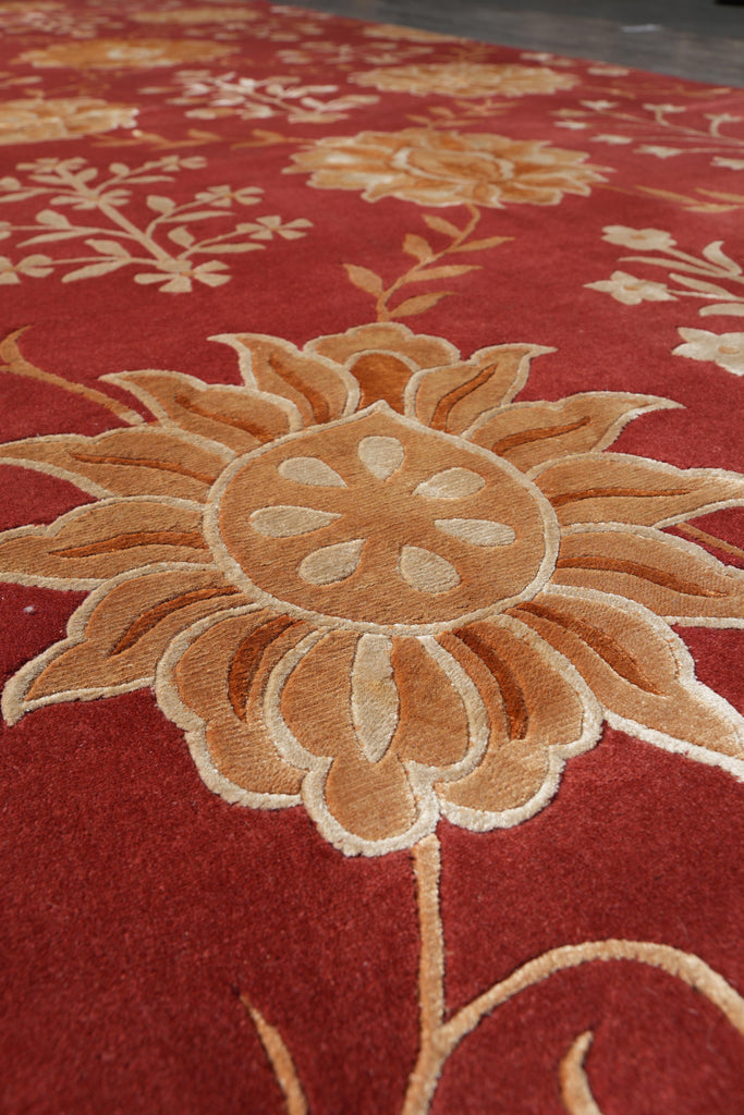 9 x 12 Wool and Silk Quality Modern Handmade Rug #F-4092