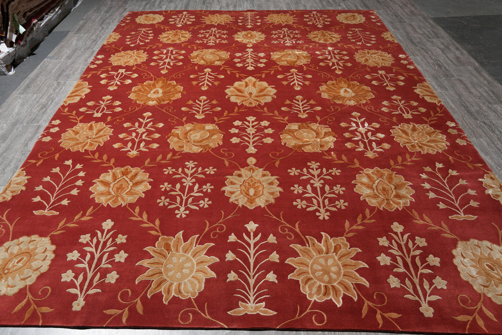 9 x 12 Wool and Silk Quality Modern Handmade Rug #F-4092