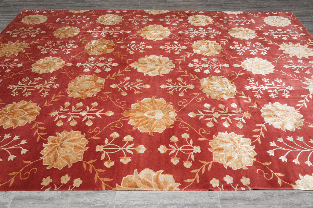 9 x 12 Wool and Silk Quality Modern Handmade Rug #F-4092