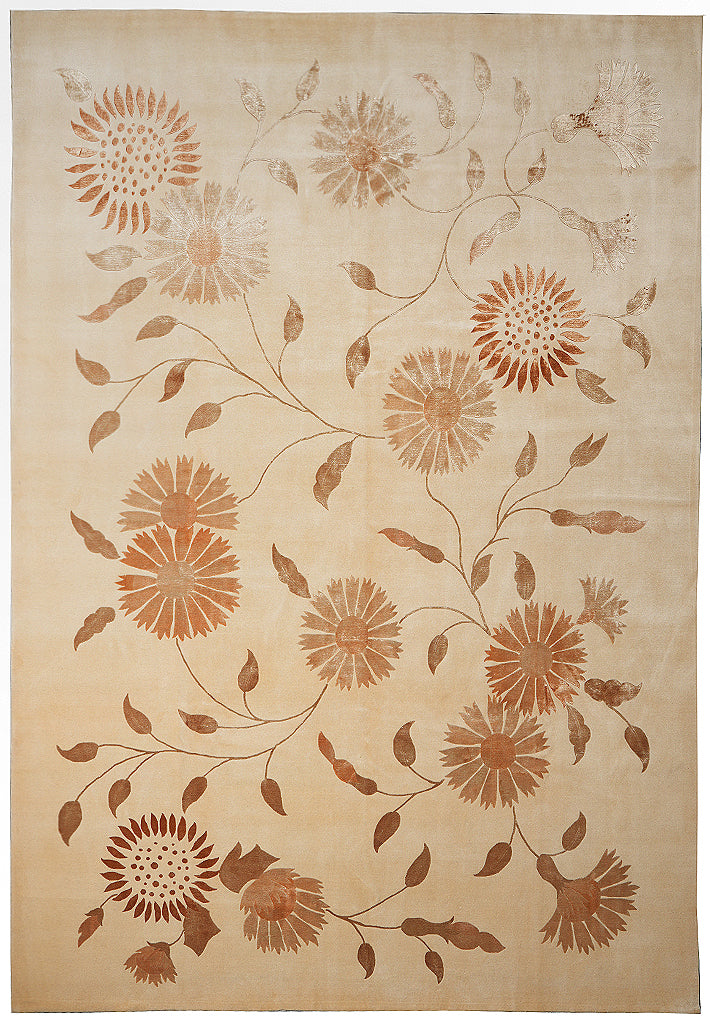 8.9 x 12 Wool and Silk Fine Quality Handmade Contemporary Rug #F-4093