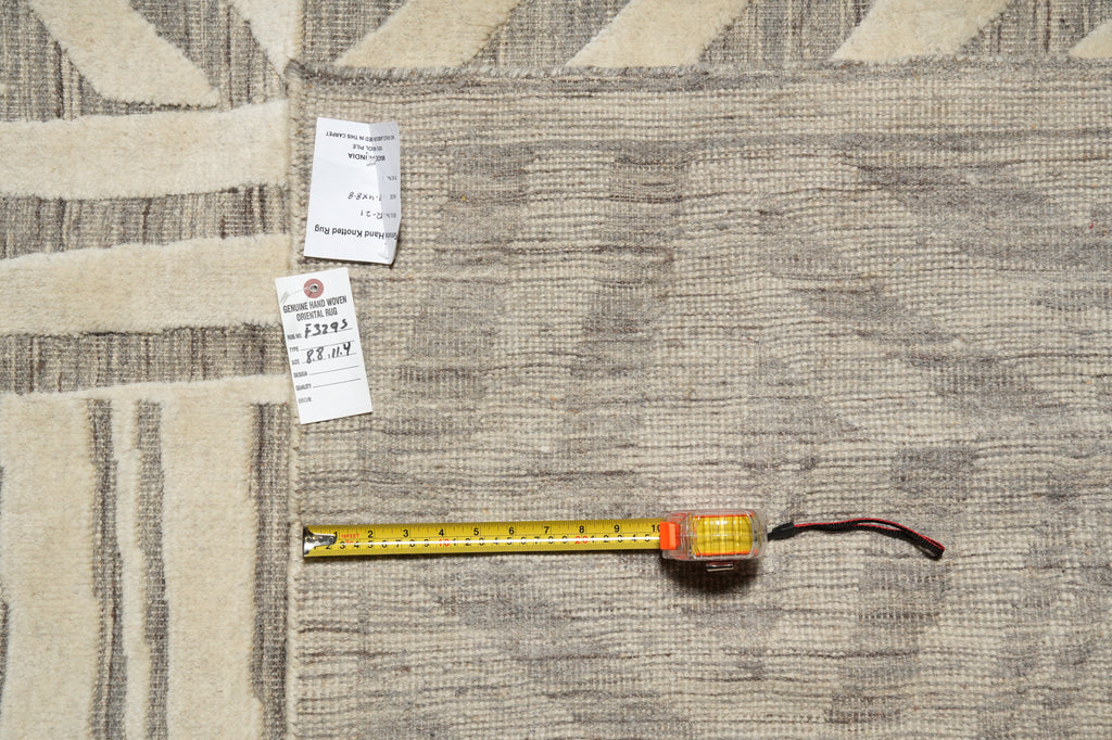 8.8 x 11.4 Handmade Modern Wool Rugvory Taupe #F-3295