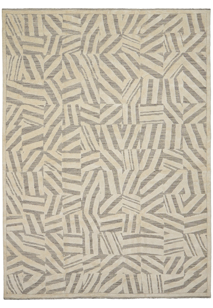 8.8 x 11.4 Handmade Modern Wool Rugvory Taupe #F-3295