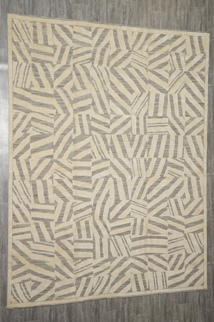 8.8 x 11.4 Handmade Modern Wool Rugvory Taupe #F-3295