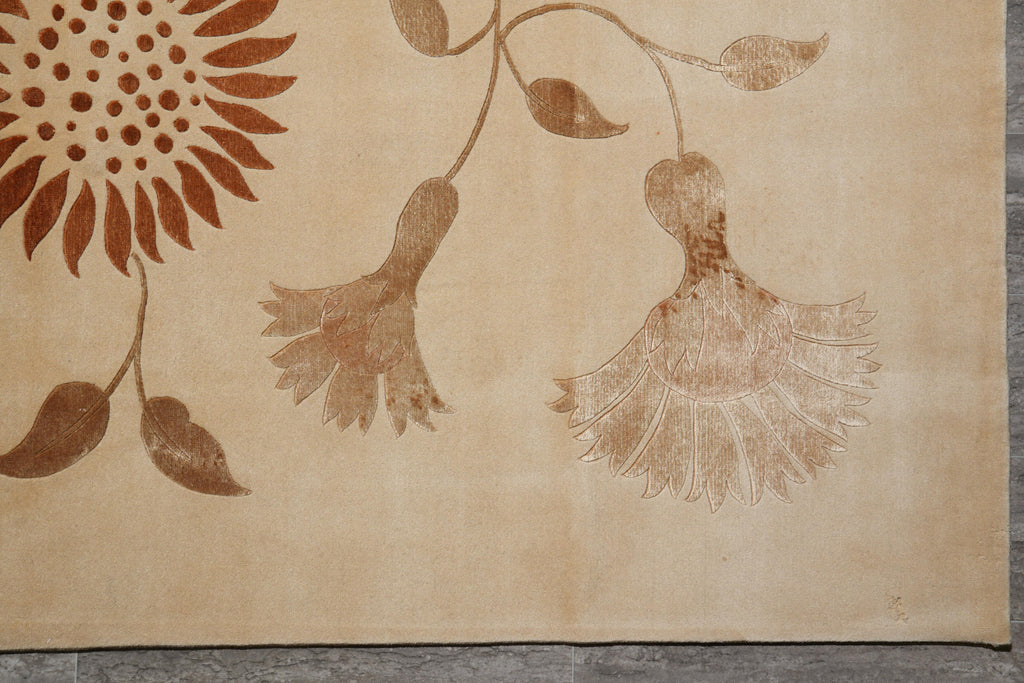 8.9 x 12 Wool and Silk Fine Quality Handmade Contemporary Rug #F-4093