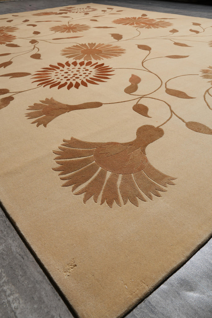 8.9 x 12 Wool and Silk Fine Quality Handmade Contemporary Rug #F-4093