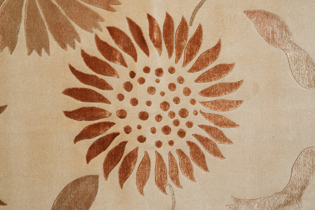 8.9 x 12 Wool and Silk Fine Quality Handmade Contemporary Rug #F-4093