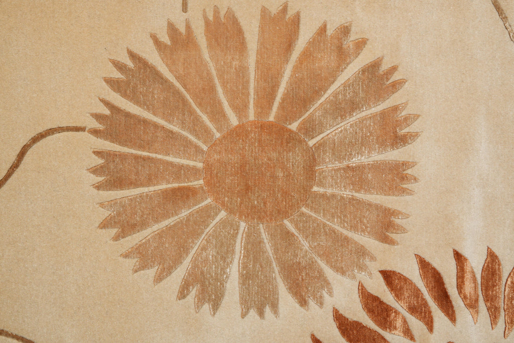 8.9 x 12 Wool and Silk Fine Quality Handmade Contemporary Rug #F-4093