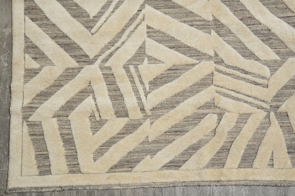 8.8 x 11.4 Handmade Modern Wool Rugvory Taupe #F-3295