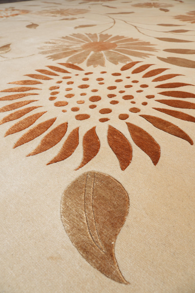 8.9 x 12 Wool and Silk Fine Quality Handmade Contemporary Rug #F-4093