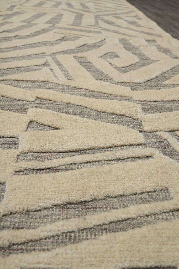 8.8 x 11.4 Handmade Modern Wool Rugvory Taupe #F-3295