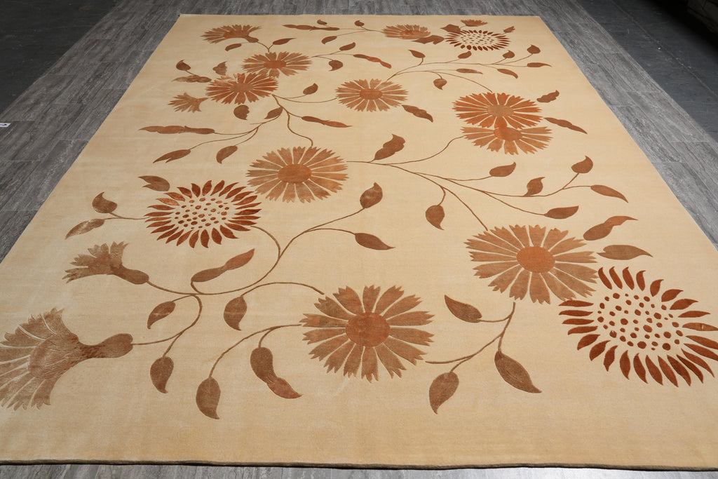 8.9 x 12 Wool and Silk Fine Quality Handmade Contemporary Rug #F-4093