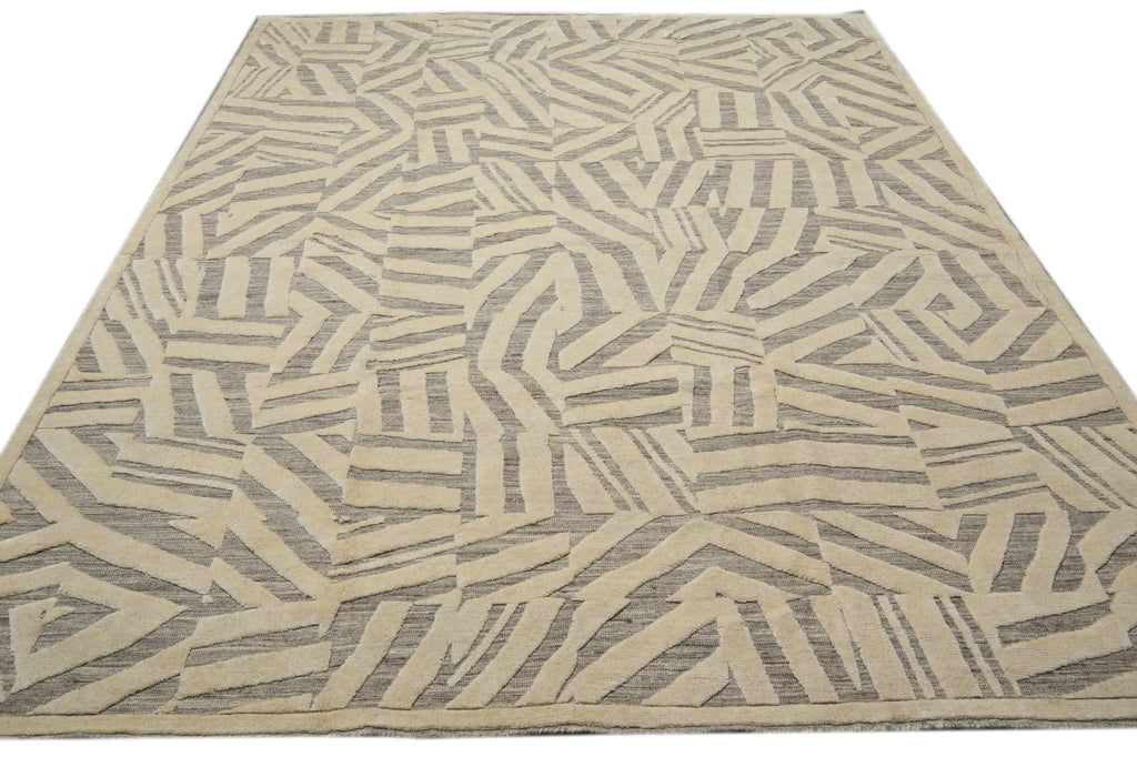 8.8 x 11.4 Handmade Modern Wool Rugvory Taupe #F-3295