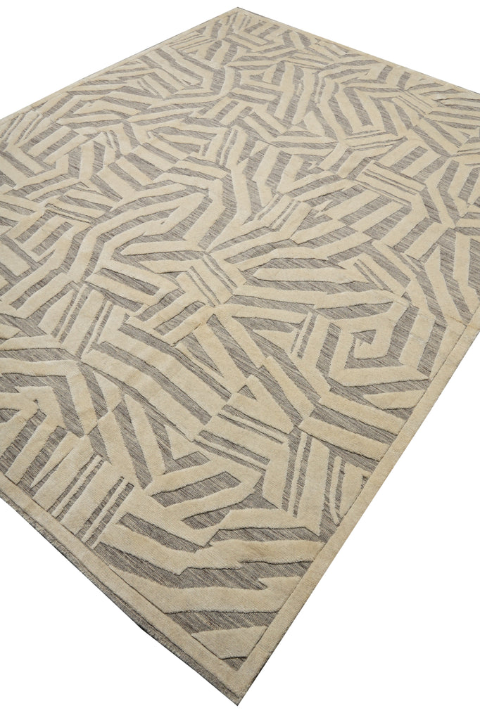 8.8 x 11.4 Handmade Modern Wool Rugvory Taupe #F-3295