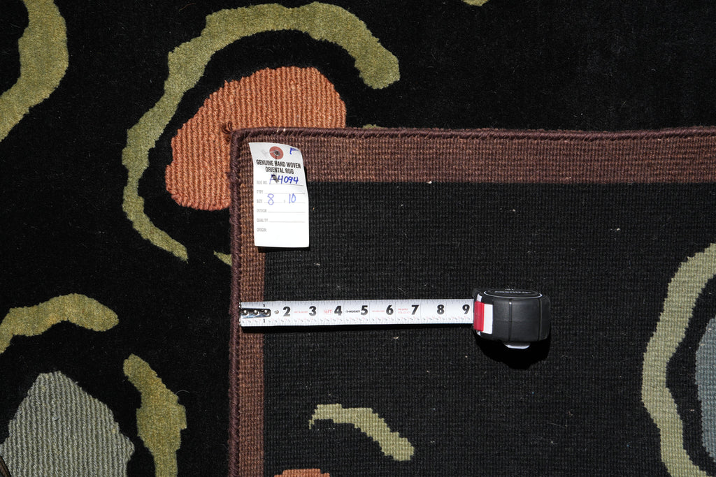 8 x 10  Black Tibbet Handmade Rug Modern #F-4094