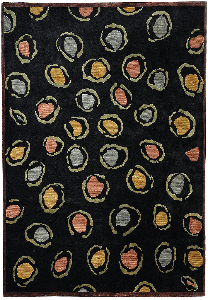 8 x 10  Black Tibbet Handmade Rug Modern #F-4094