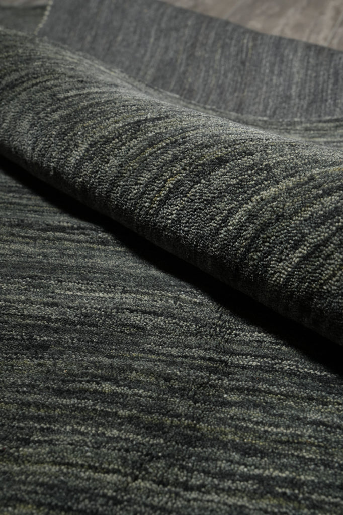 9 x 12 Plain Green color Contemporary Handmade Wool Rug #F-3297