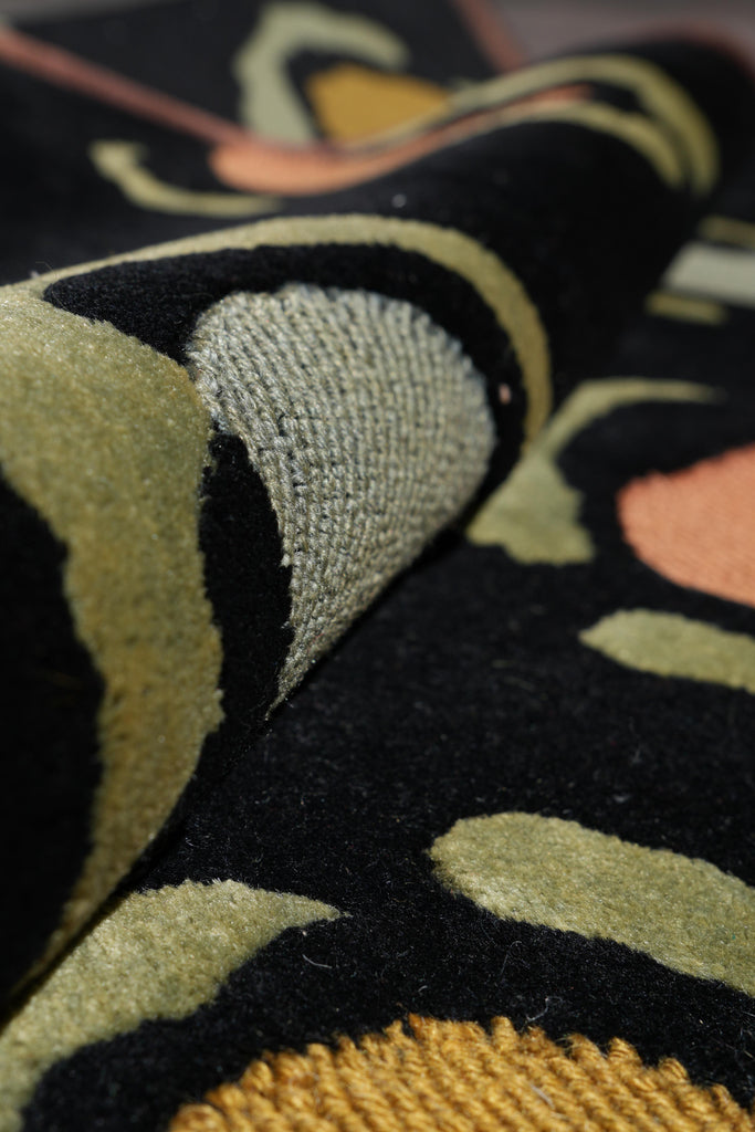 8 x 10  Black Tibbet Handmade Rug Modern #F-4094