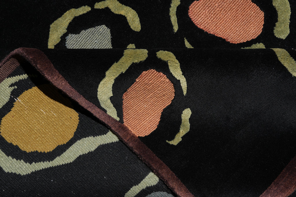 8 x 10  Black Tibbet Handmade Rug Modern #F-4094