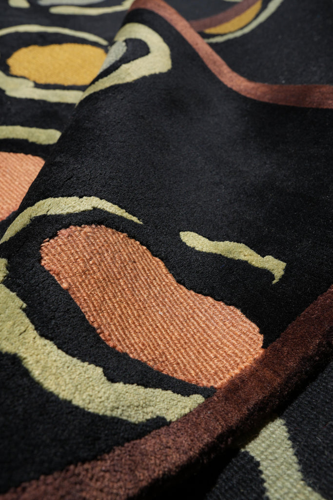 8 x 10  Black Tibbet Handmade Rug Modern #F-4094