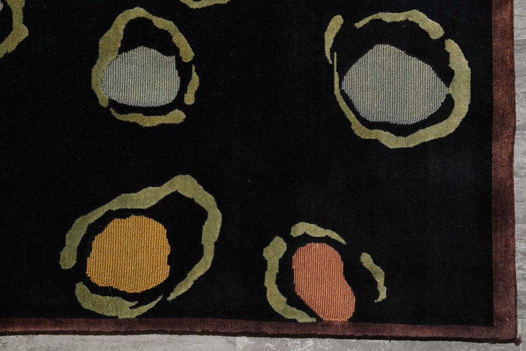 8 x 10  Black Tibbet Handmade Rug Modern #F-4094