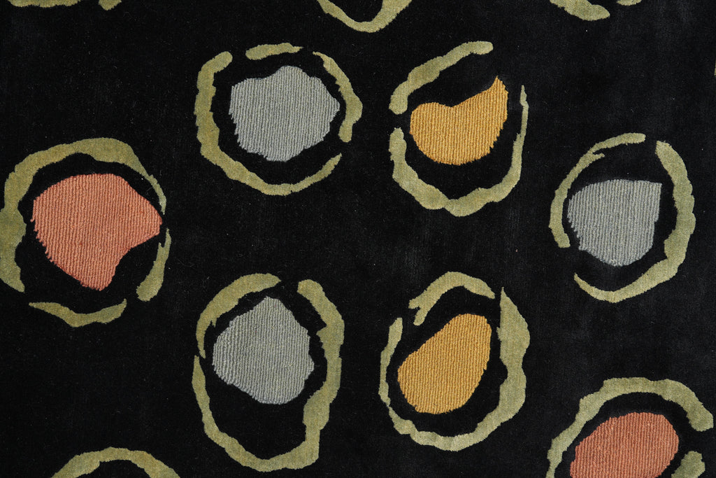 8 x 10  Black Tibbet Handmade Rug Modern #F-4094