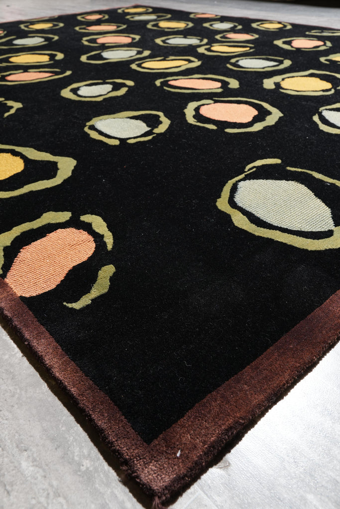 8 x 10  Black Tibbet Handmade Rug Modern #F-4094