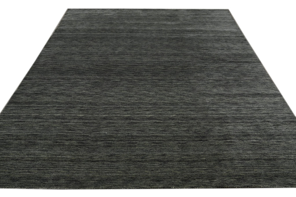 9 x 12 Plain Green color Contemporary Handmade Wool Rug #F-3297