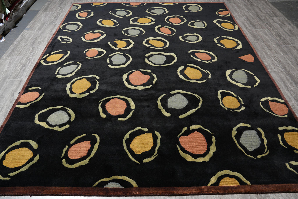 8 x 10  Black Tibbet Handmade Rug Modern #F-4094
