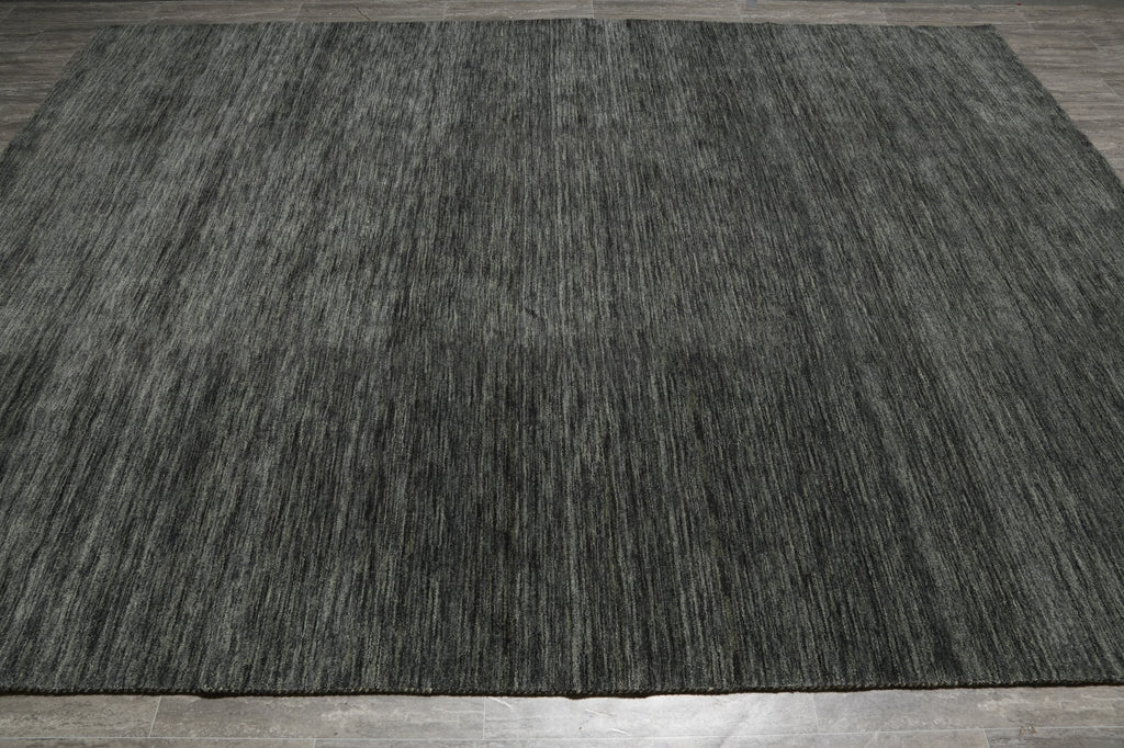 9 x 12 Plain Green color Contemporary Handmade Wool Rug #F-3297