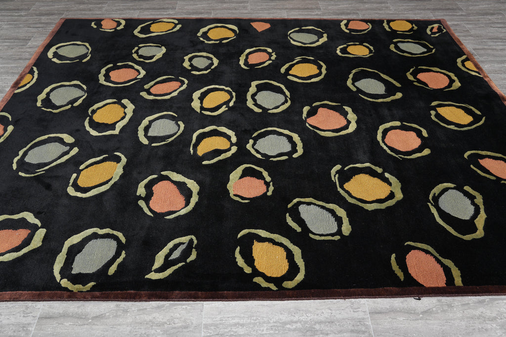 8 x 10  Black Tibbet Handmade Rug Modern #F-4094