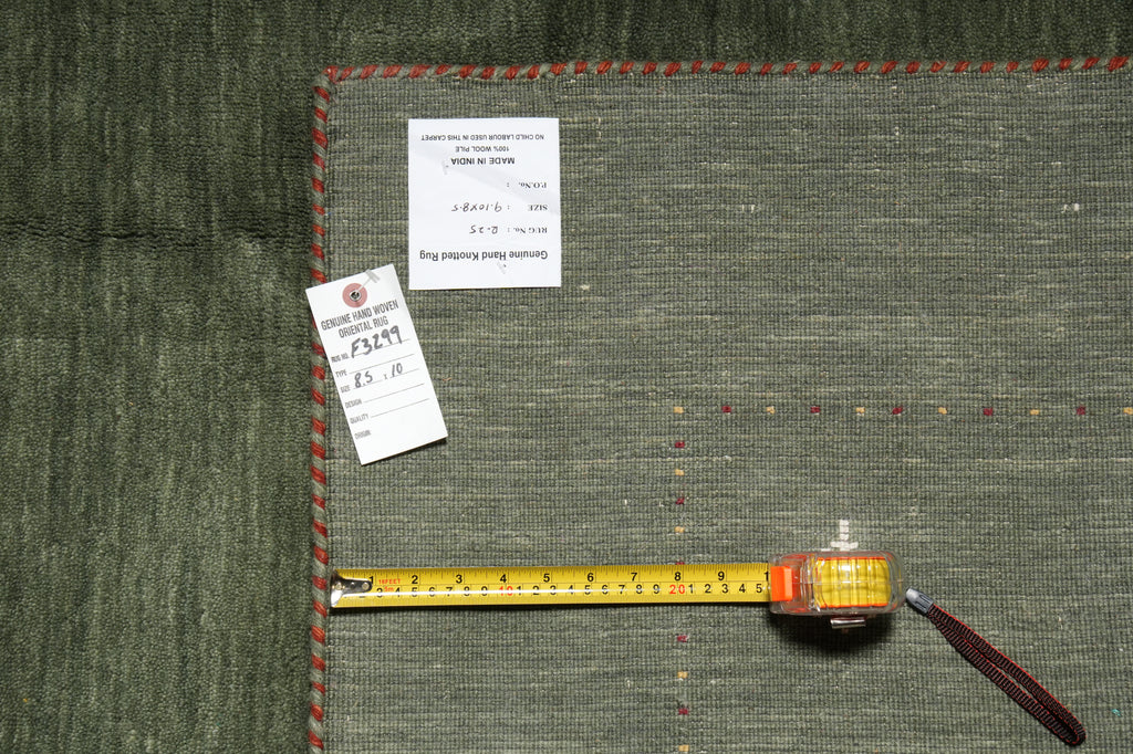 8 x 10 Handmade Imported Wool Gabbeh Modern Rug Green #F-3299
