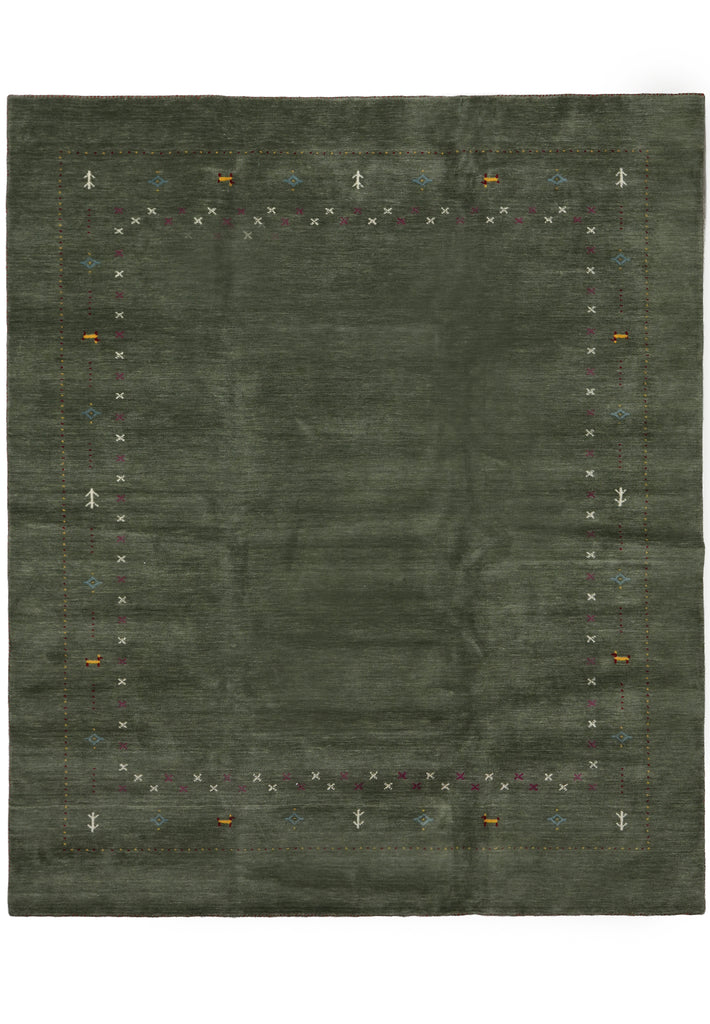8 x 10 Handmade Imported Wool Gabbeh Modern Rug Green #F-3299