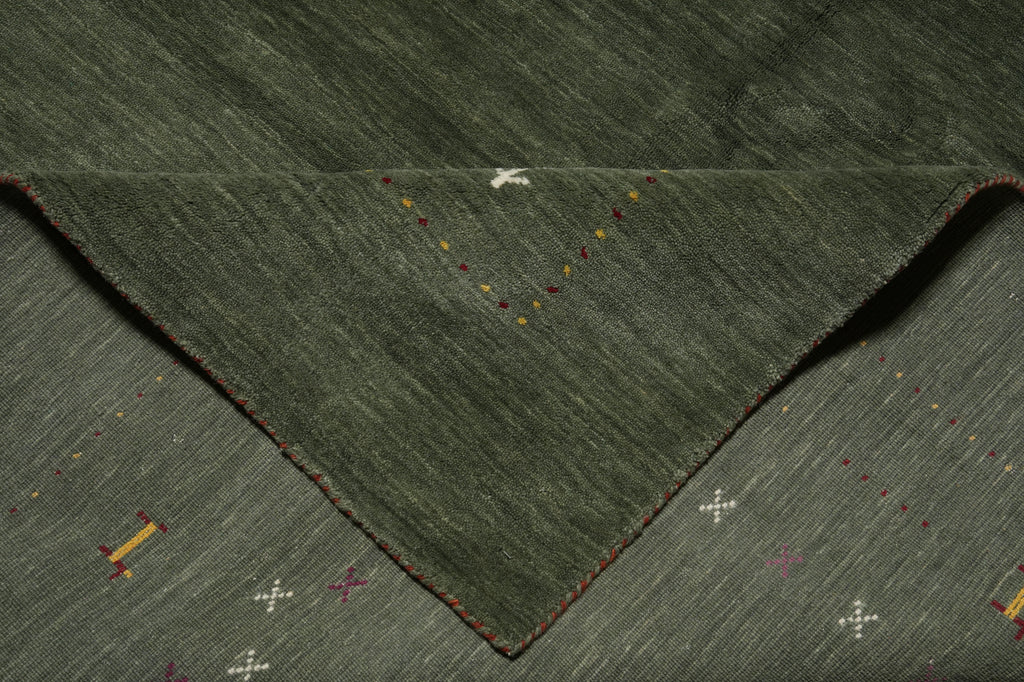 8 x 10 Handmade Imported Wool Gabbeh Modern Rug Green #F-3299