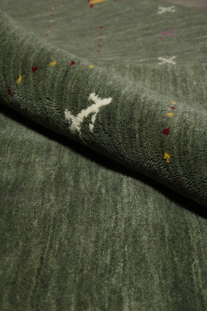 8 x 10 Handmade Imported Wool Gabbeh Modern Rug Green #F-3299