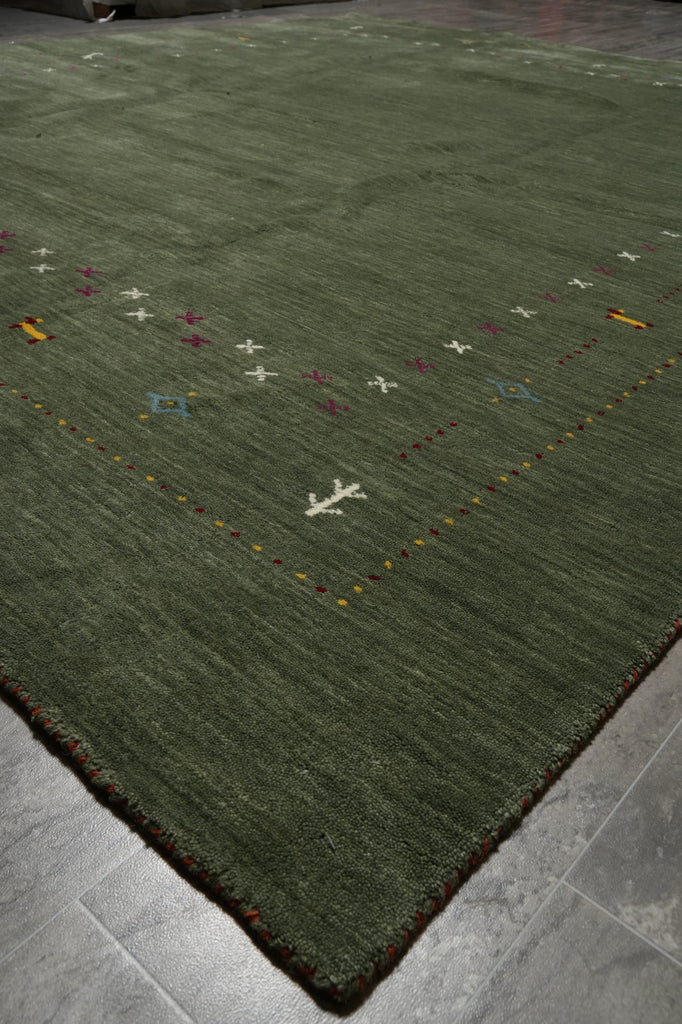8 x 10 Handmade Imported Wool Gabbeh Modern Rug Green #F-3299