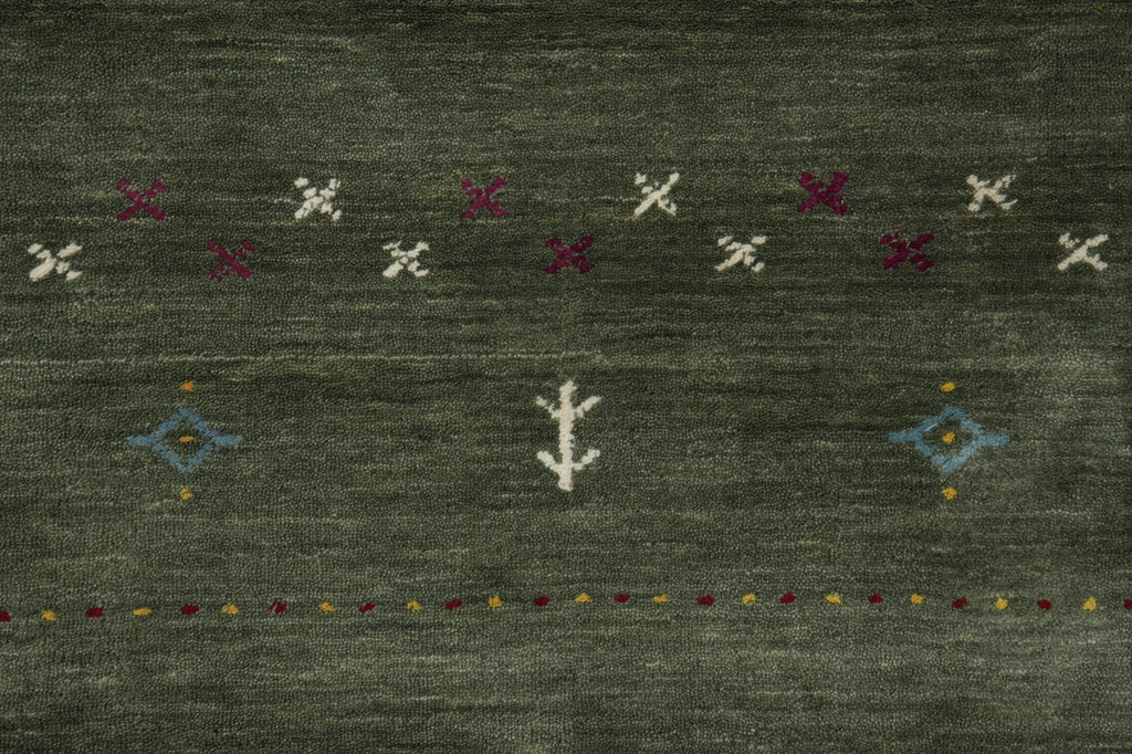 8 x 10 Handmade Imported Wool Gabbeh Modern Rug Green #F-3299